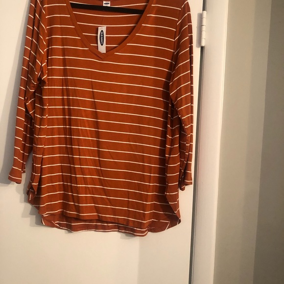 ❌NWT - Old Navy Womens striped burnt orange v-neck soft long sleeve top size❌ - Picture 9 of 10